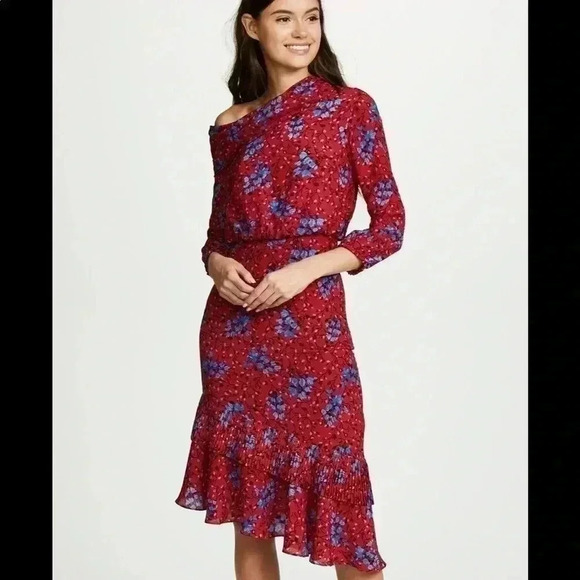 Saloni Dress Lexie Scarlet Posey Midi Dress Sz 0 - Picture 4 of 15